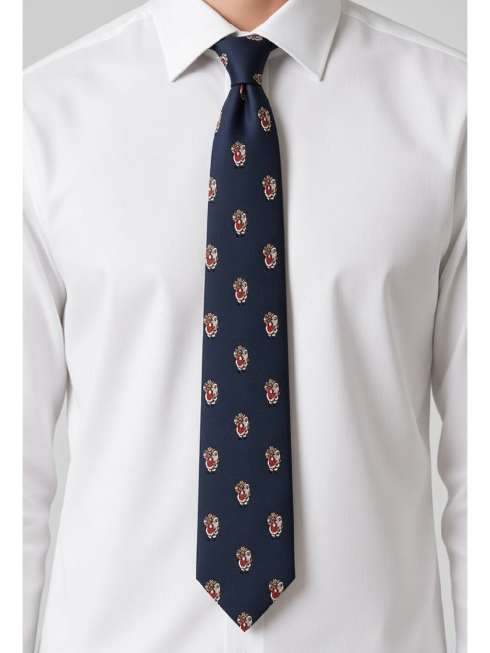 Navy Blue Santa Claus Christmas Necktie Men's Holiday Festive Novelty Tie